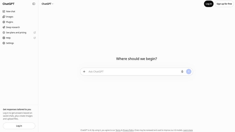 ChatGPT Plus homepage