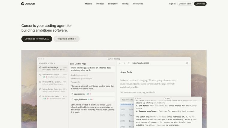 Cursor homepage