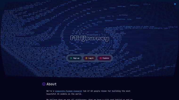 Midjourney homepage