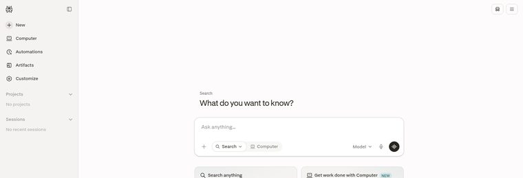 Perplexity homepage