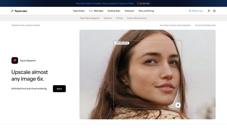 Topaz Gigapixel homepage